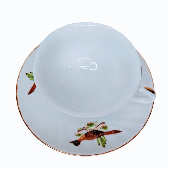 New Mexico Roadrunner Tea Cup and Saucer Souvenir Gold Trim Vintage - Picture 2 of 10